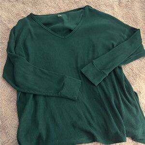 American Eagle Outfitters Deep Green Ribbed Top